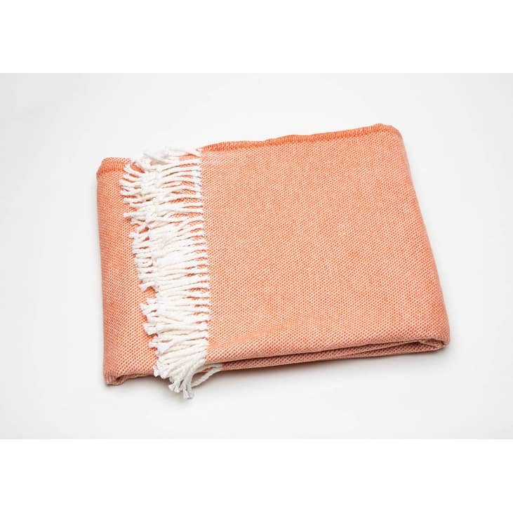 Coral Mini Dot Fringed Throw Blanket