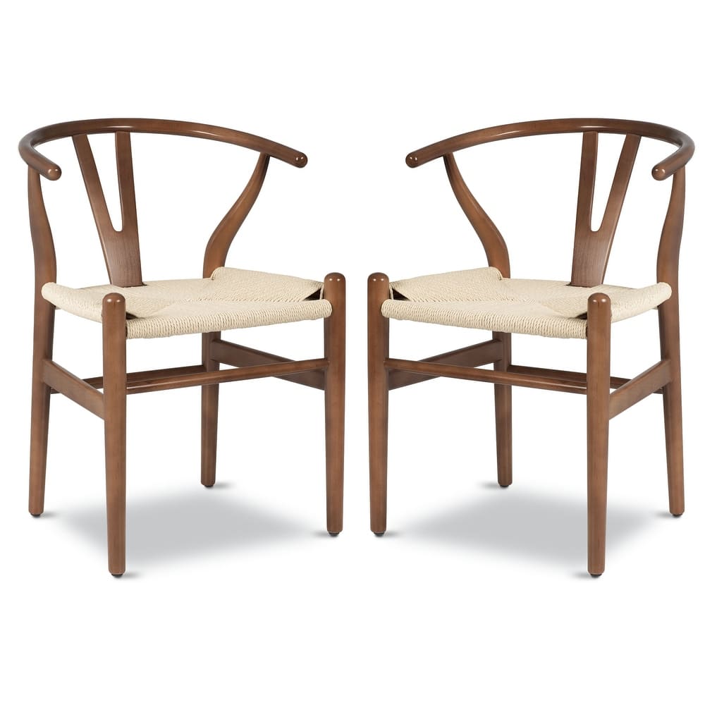 Poly & Bark Weave Chairs - Solid Wood Frame (Set of 2)