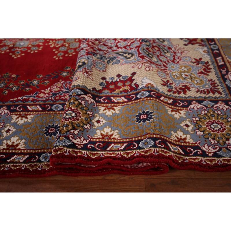 Floral Red Paisley Kashan Turkish Area Rug Machine Made Carpet - 9'8" x 12'10"
