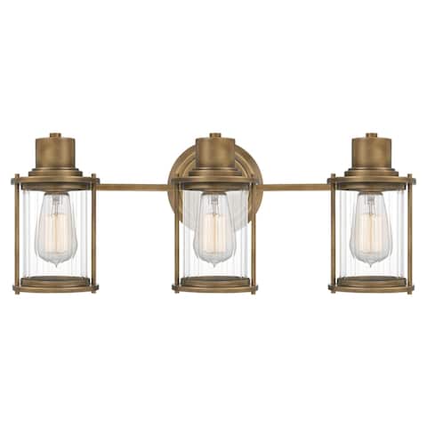 Quoizel Riggs Weathered Brass 3-light Dimmable Steel Bath Light