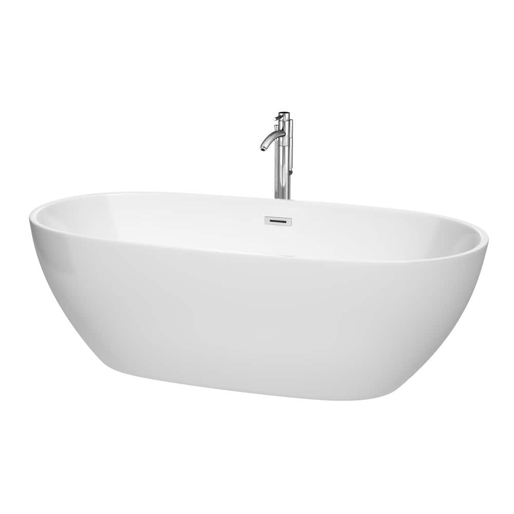 Wyndham Collection Juno 71" Freestanding Soaking Tub with Tub Filler