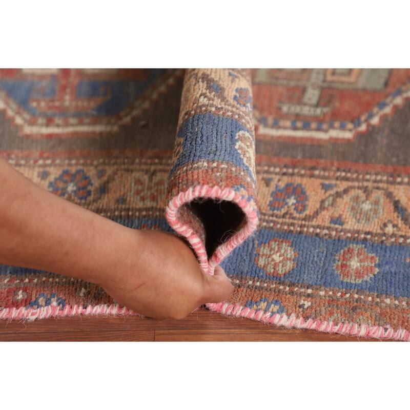 Tribal Ardebil Persian Vintage Runner Rug Handmade Wool Carpet - 3'3"x 11'1"