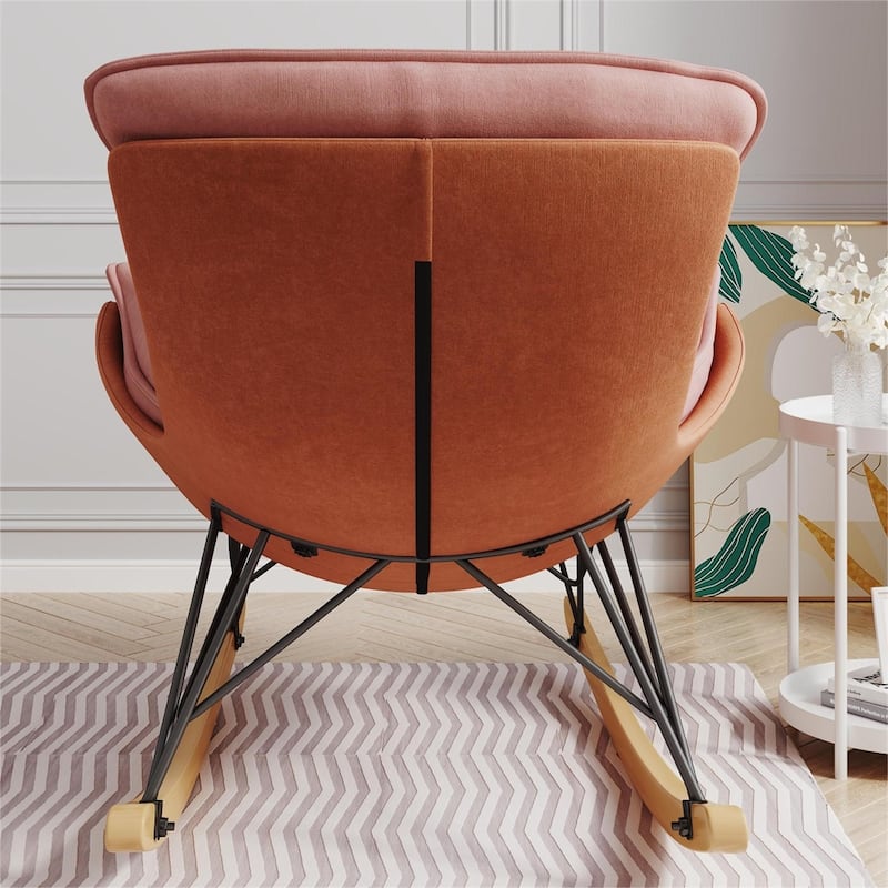 Ergonomic Rocking Chair with Detachable and Washable Seat Cushion