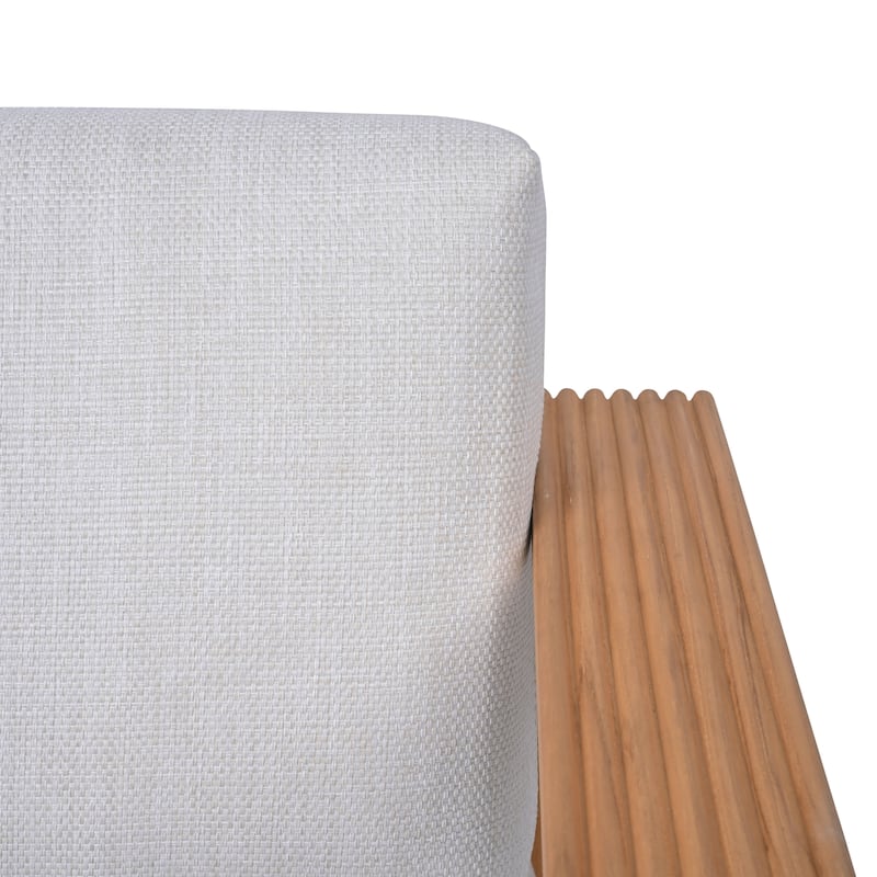 SAFAVIEH Couture Saint Lucia Reeded Teak Wood Patio Sofa - 80"W x 30"D x 24"H