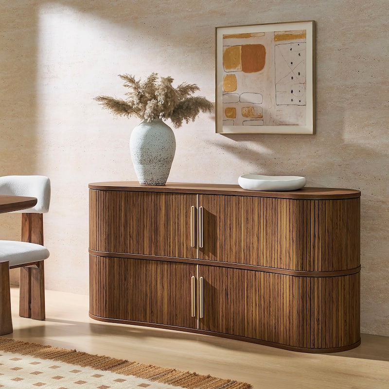 Radcliffe 63" Curved Fluted Sideboard Buffet Cabinet - Walnut