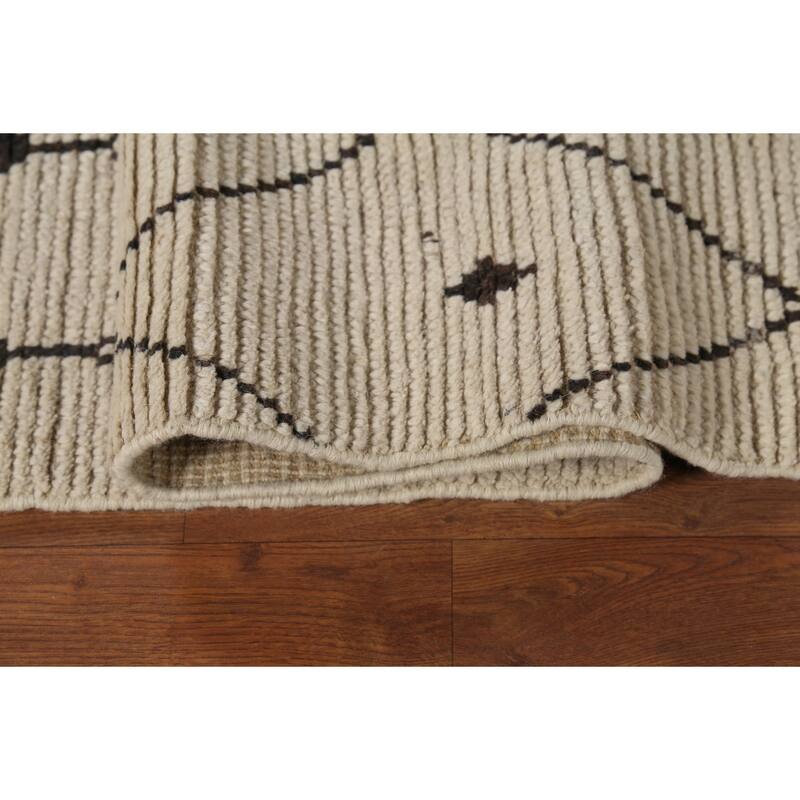 Trellis Moroccan Area Rug Hand-Knotted Wool Carpet - 7'11"x 10'9"