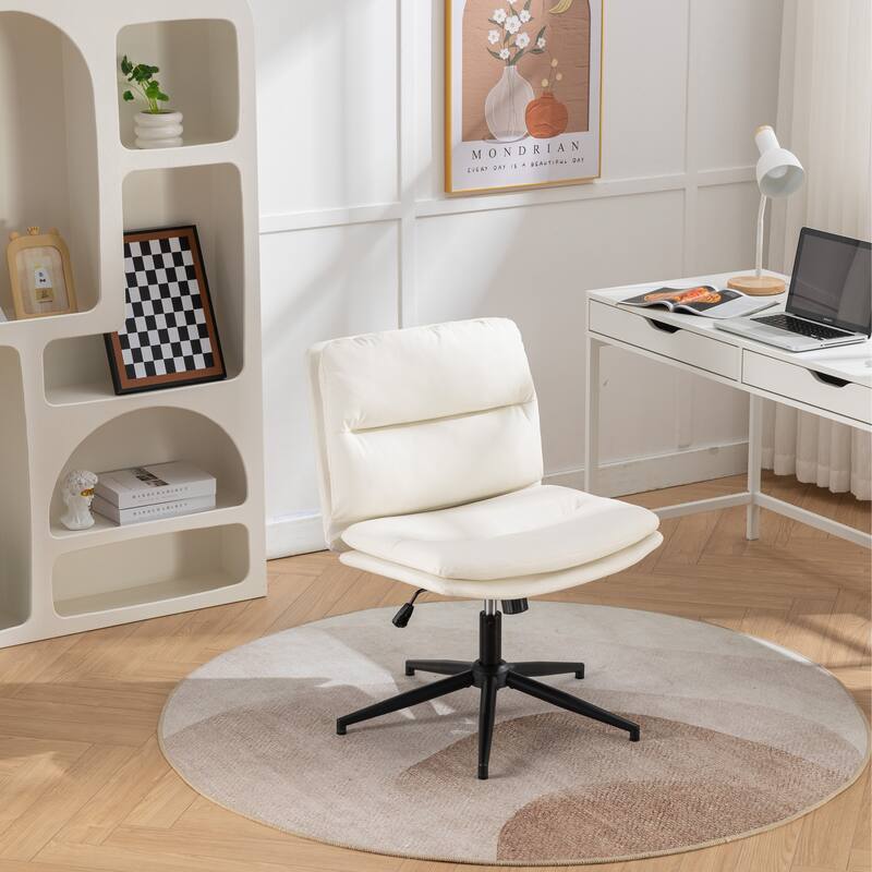 Office Chair,Armless Desk Chair, Modern Swivel Vanity Chairs with Thickened Cushion, Wide Seat Computer Chair for Small Space