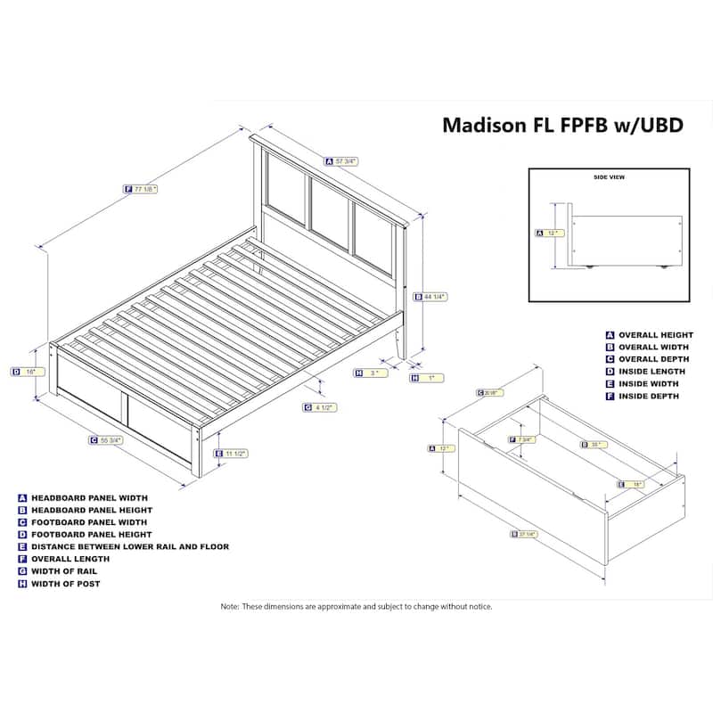Platform Bed with Drawers - Modern Storage Bed Frame - Mattress Ready - Includes Turbo Charger