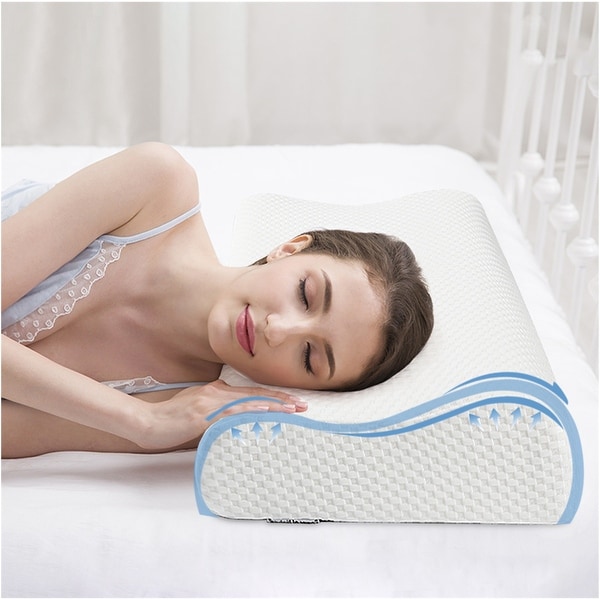Slow Rebound Memory Foam Cotton Woven Ripple Pillow White Bed