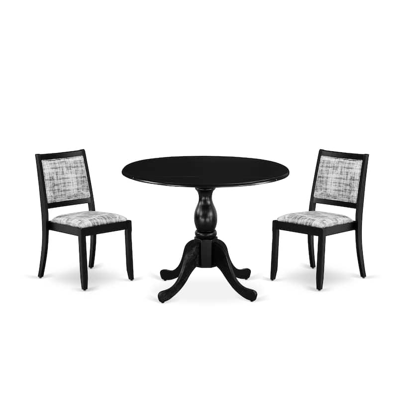 East West Furniture Dining Set Includes a Round Table and Stackable Kitchen Chairs, Black (Pieces & Seat Type Options) - DSX23-BLK-30