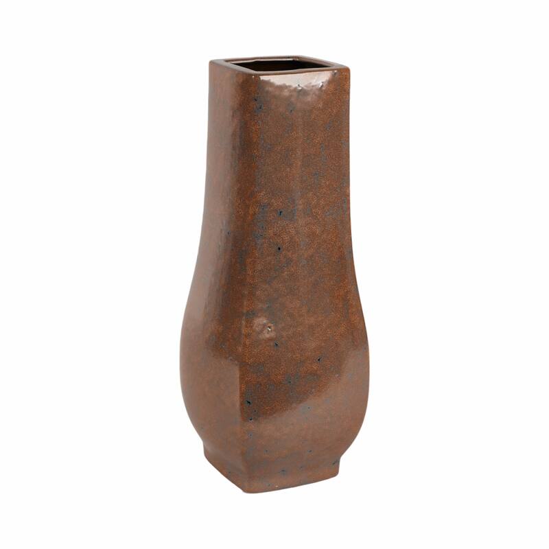 Decorative Vase - Brown/Red Ceramic Modern Flared