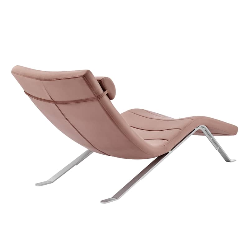HomeRoots 66" Rose and Silver Velvet Lounge Chair - 65.95' X '32.49' X '26.38