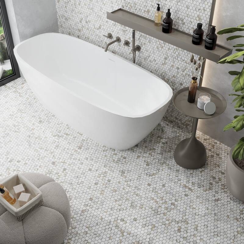 Apollo tile 11 x 12 Serena Honed White Gray Calacatta Gold Honed Marble Tile (4.55 sq ft/case) - 5 Pack