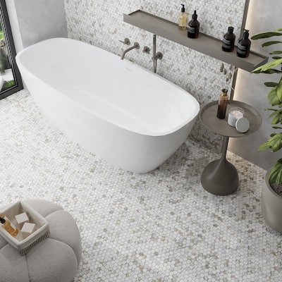 Apollo tile 11 x 12 Serena Honed White Gray Calacatta Gold Honed Marble Tile (4.55 sq ft/case) - 5 Pack