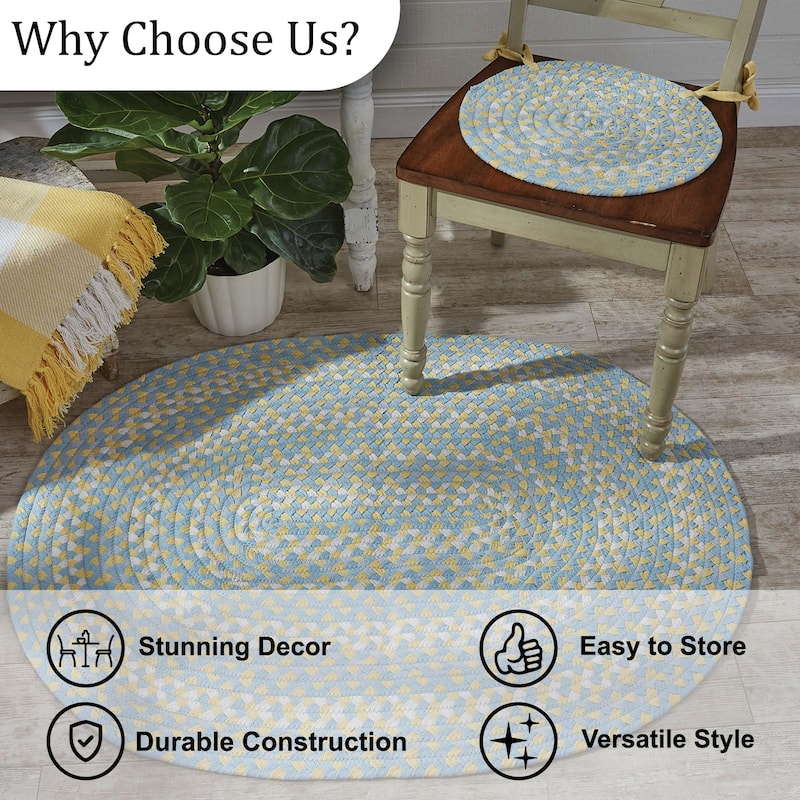 Park Designs Cozy Cottage Braided Blue Oval Indoor Rug 32"x 42" - 2'8"x3'6"