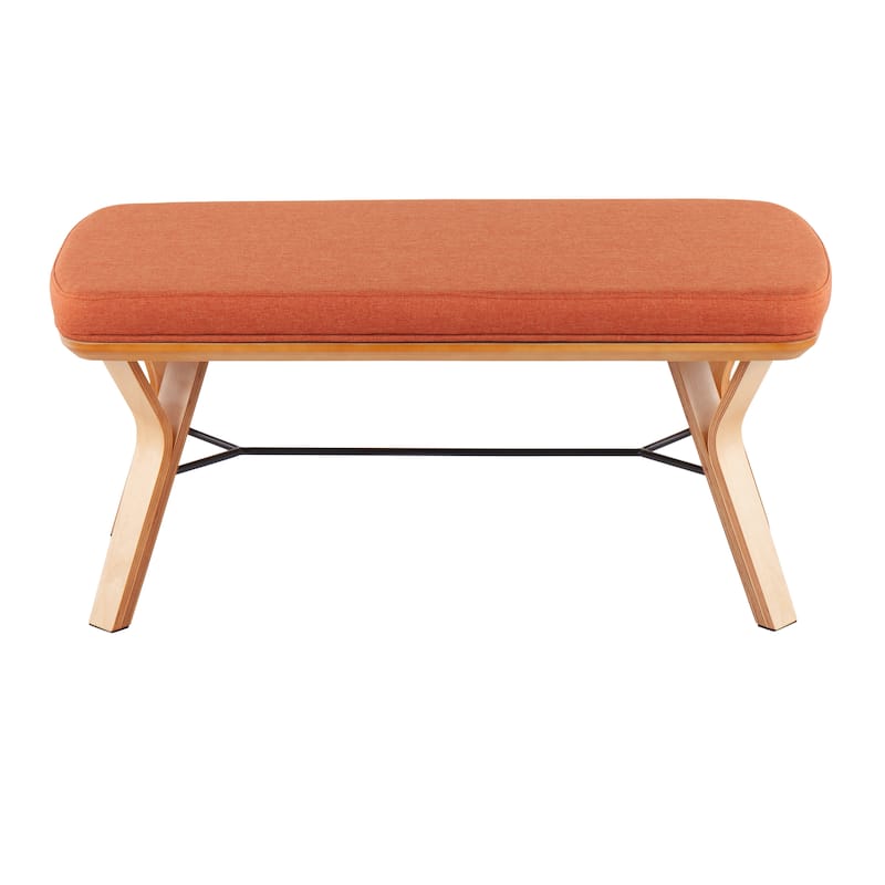 Carson Carrington Sala Upholstered Bench - Orange Fabric & Natural Wood