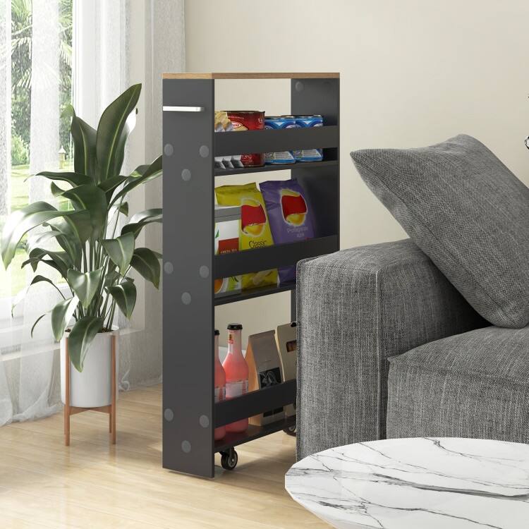 Narrow Rolling Storage Cart with Shelves for Kitchen and Bathroom