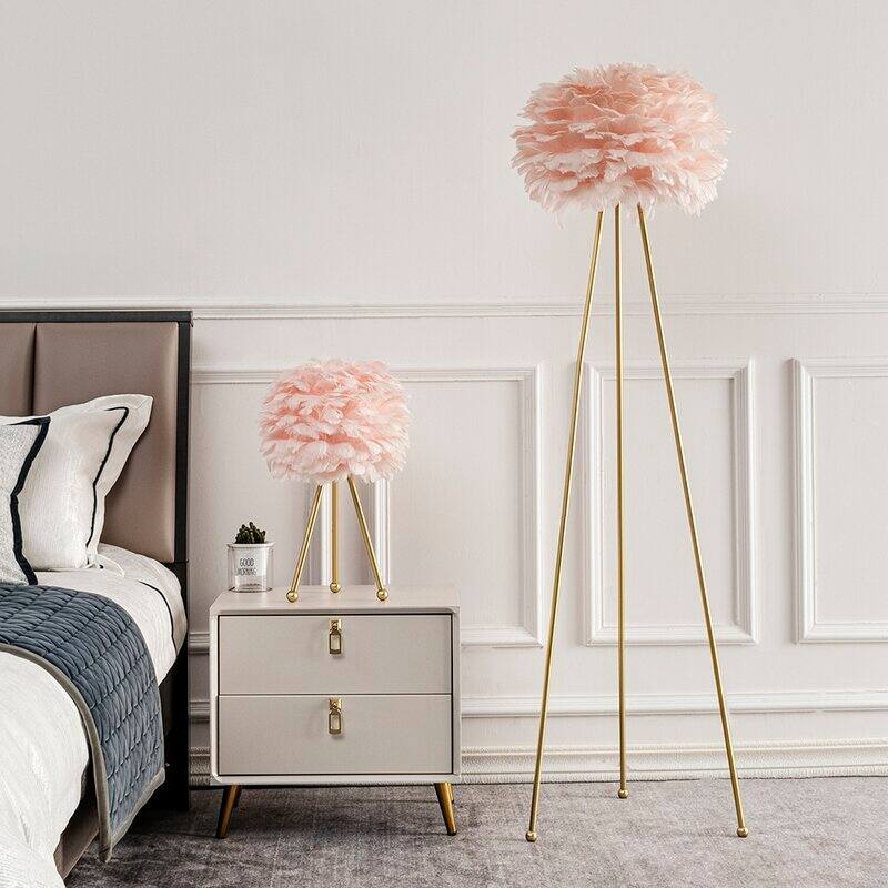 Maxax 60" Tripod Feather Shade Floor Lamp - N/A