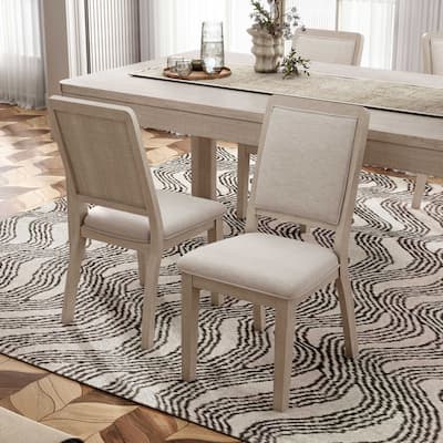 Furniture of America Billet Modern Natural Oak Wood Upholstered Side Chair (Set of 2)