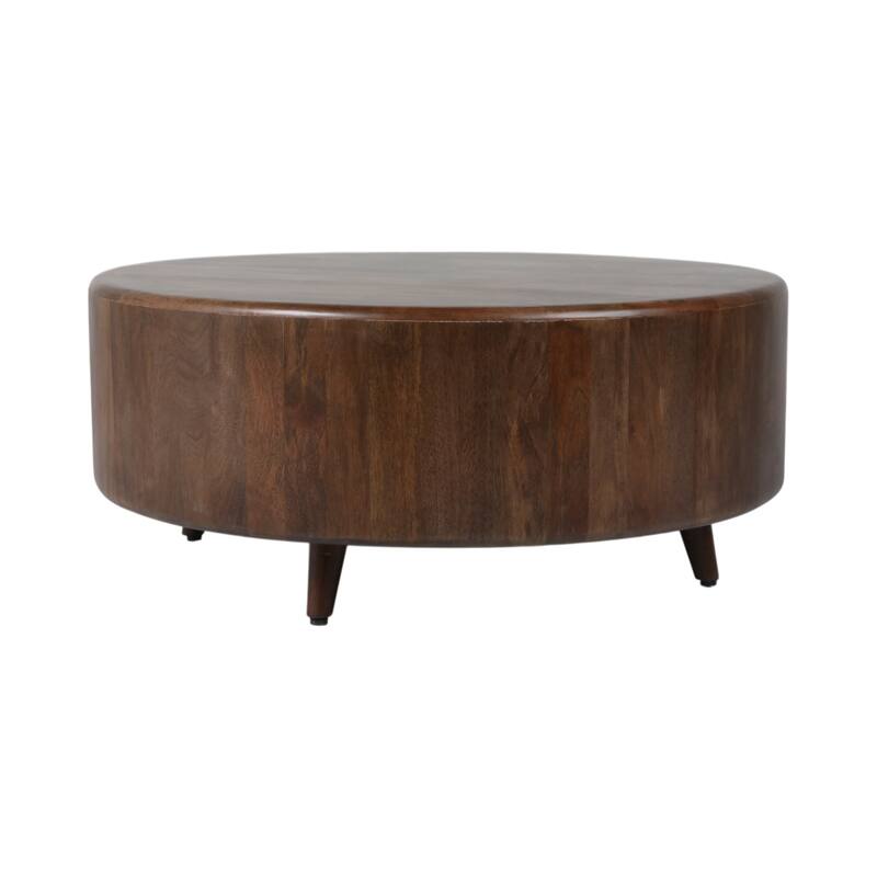 Wood Coffee Table Round Metallic Finish Modern Home Decor - 16" Blue - 36" x 36" x 15.5"