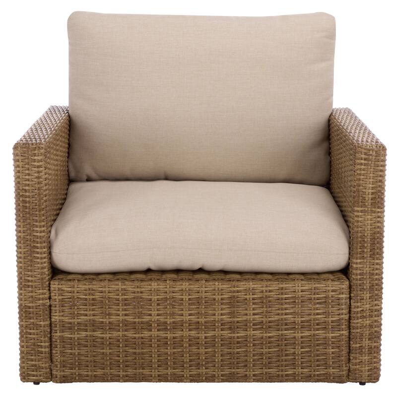 SAFAVIEH Outdoor Living Emma Armchair - 35"W x 32"D x 30"H - Natural/Taupe