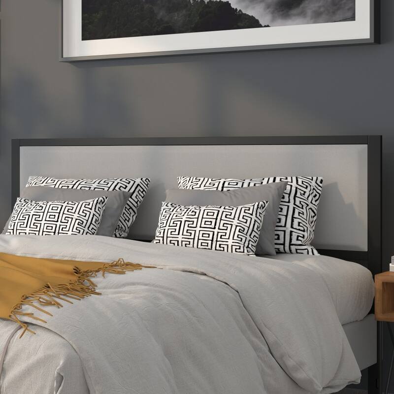 Metal Upholstered Headboard - Modern Headboard - Light Gray - King