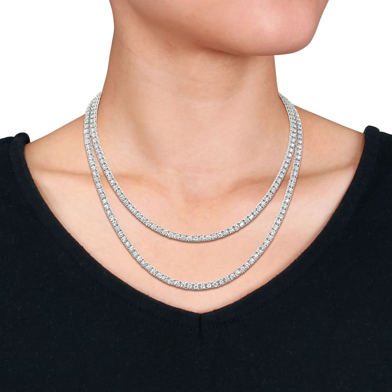 8 7/8ct TW Lab-Grown Diamond Double Strand Necklace in 14k White Gold