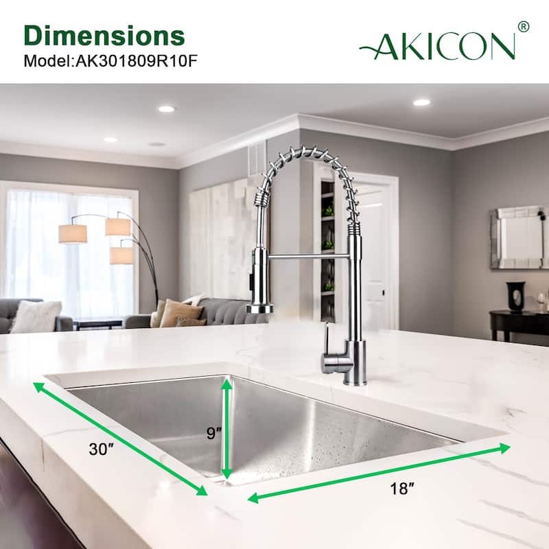 30" Undermount Single Bowl Stainless Steel Handmade Kitchen Sink & Drain Strainer, Bottom Grid, All in One (30" x 18" x 9")