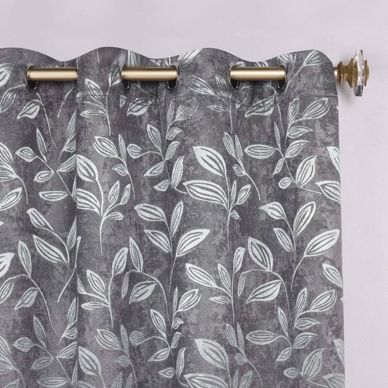 Superior Leaves Machine Washable Room Darkening Grommet With Ties Blackout Curtains, Set of 2