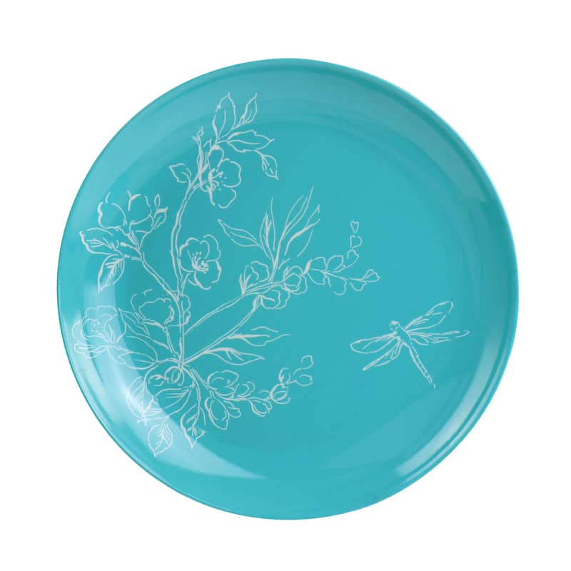 Flower Vines Melamine Dinnerware 12 Piece Set in Teal Bed Bath