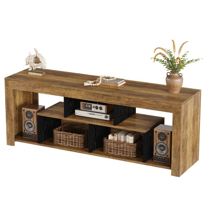 63" Console Table with Storage Shelf, Rustic Wooden Entryway Table