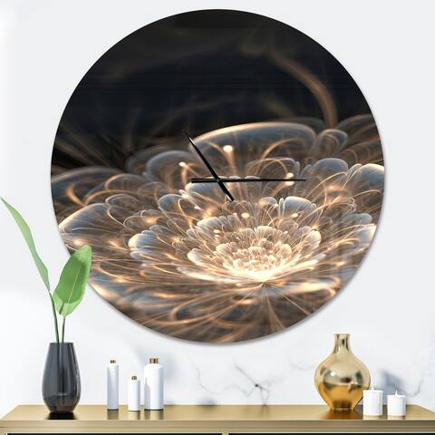 Designart 'Fractal Flower with Golden Rays' Oversized Floral Wall CLock