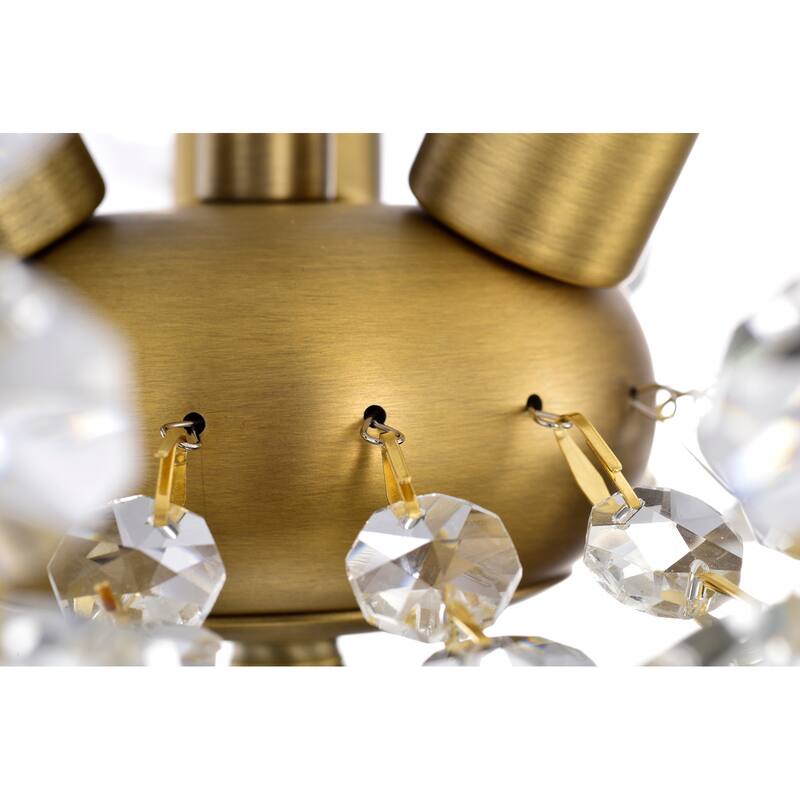 Vintage Brass 3-Light Glam Semi Flush Mount with Crystal - Vintage Brass