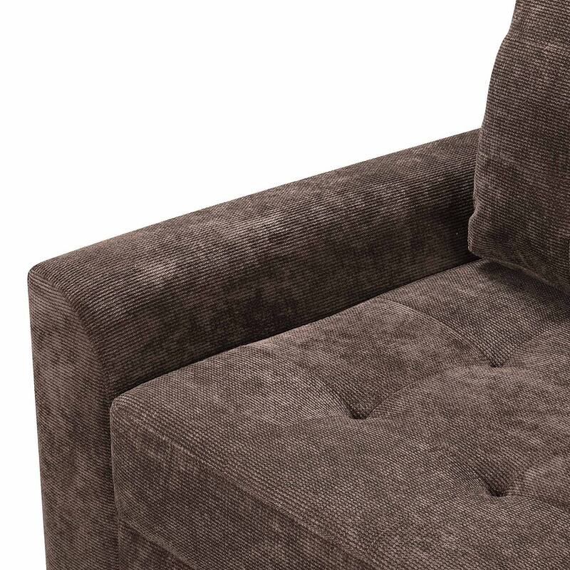Modular Velvet Pull-out Sleeper Sofa, Living Room Spacious Space L Shaped Corner Sectional Sofa