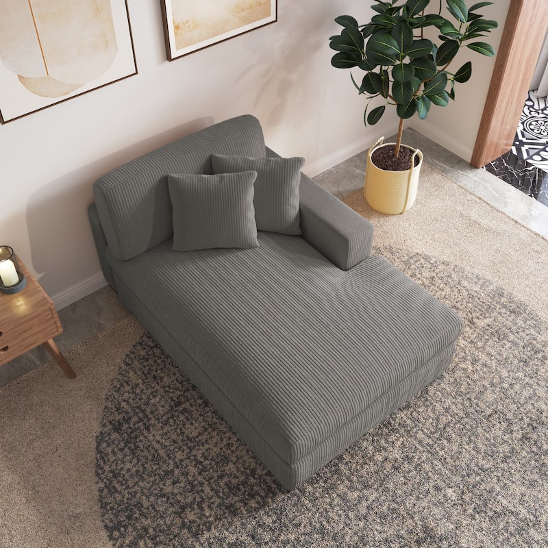 Upholstered Corduroy Modular Sectional Sofa with 2 throw pillows