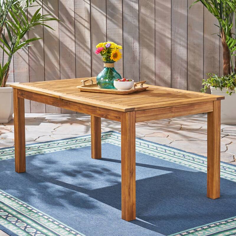 Expandable Acacia Wood Dining Table Outdoor Patio Extends for Entertaining