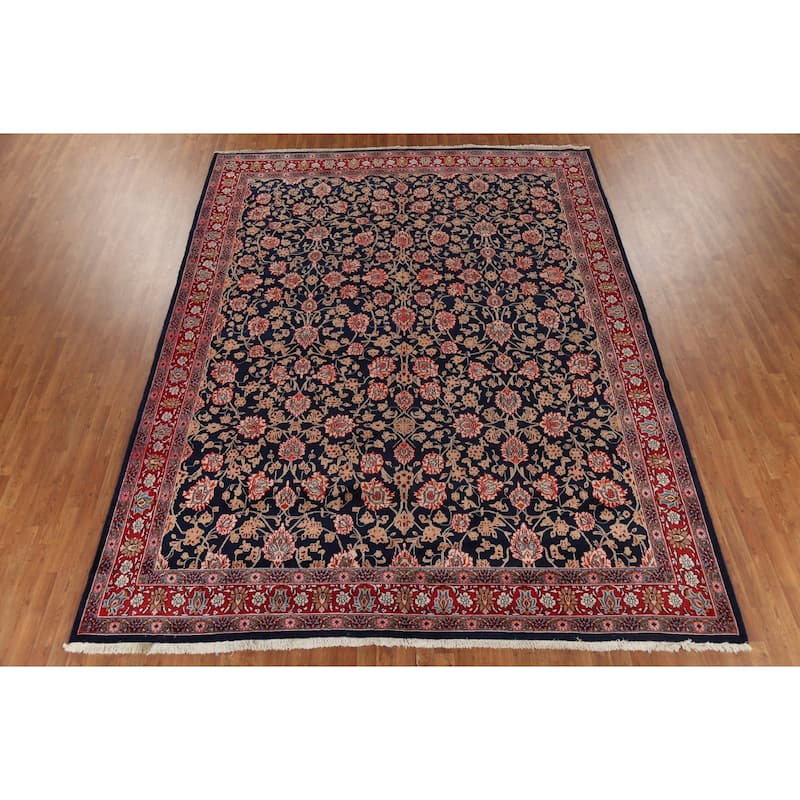 Vegetable Dye Blue Mood Persian Vintage Area Rug Handmade Wool Carpet - 9'10"x 12'10"