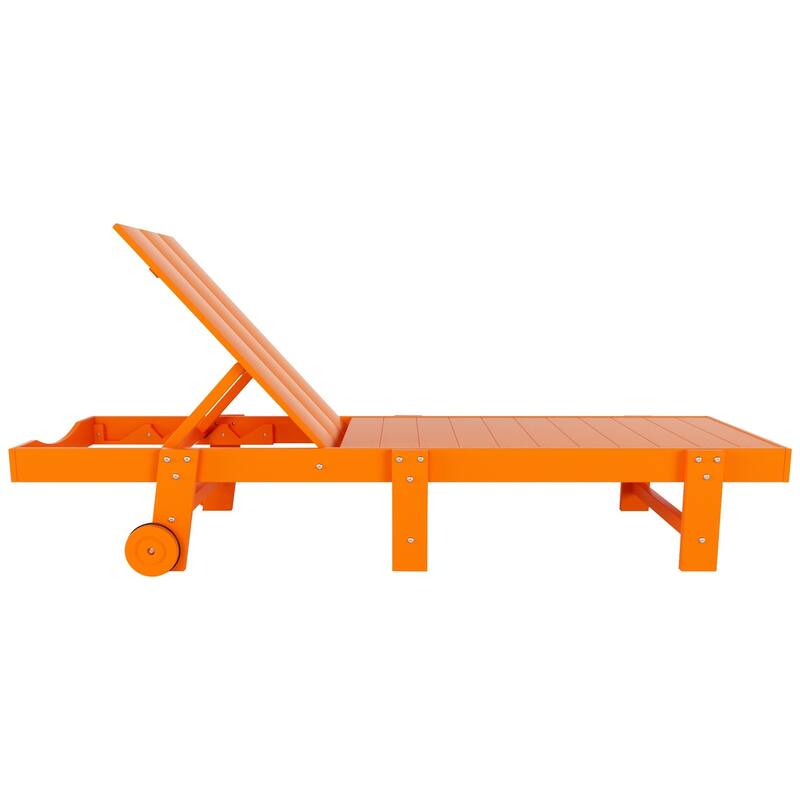 Shoreside Modern Poly Eco-Friendly All Weather Reclining Chaise Lounge With Wheels (Set Of 2)