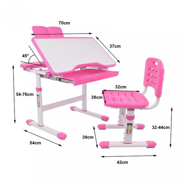 Height Adjustable Study Desk And Chair Set Pull Out Drawer With Tilted ...
