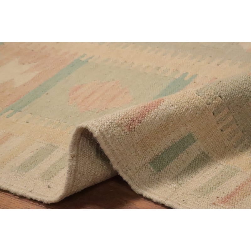 Hand Woven Oriental 100% Wool Carpet Southwestern Tribal Navy Blue & Blues Kilim Area Rug - 9' 9'' X 6' 5''