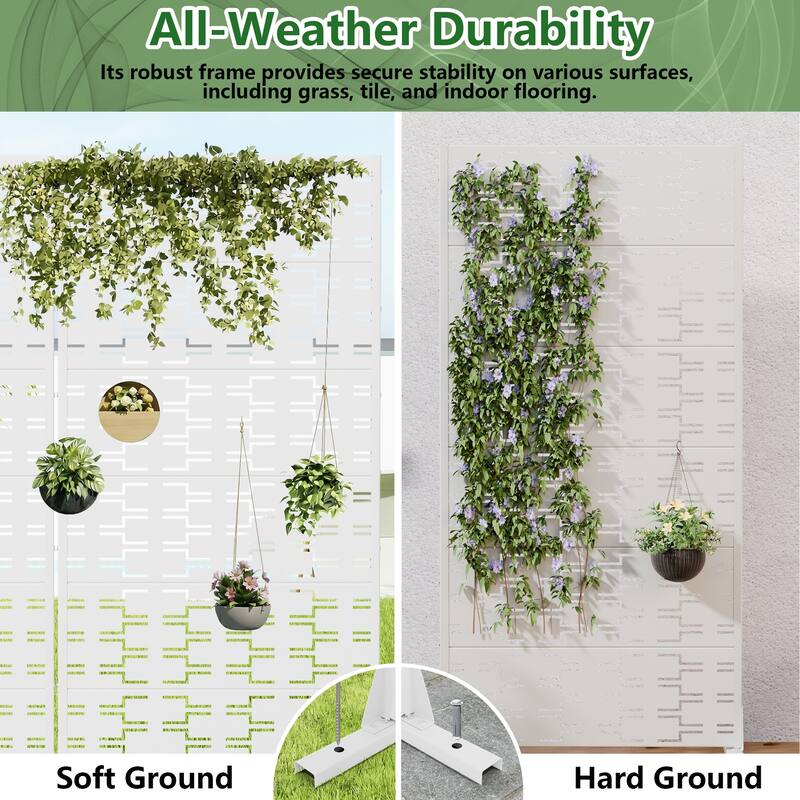 Outdoor Privacy Screen Metal Screen Fence Panel Set of 2