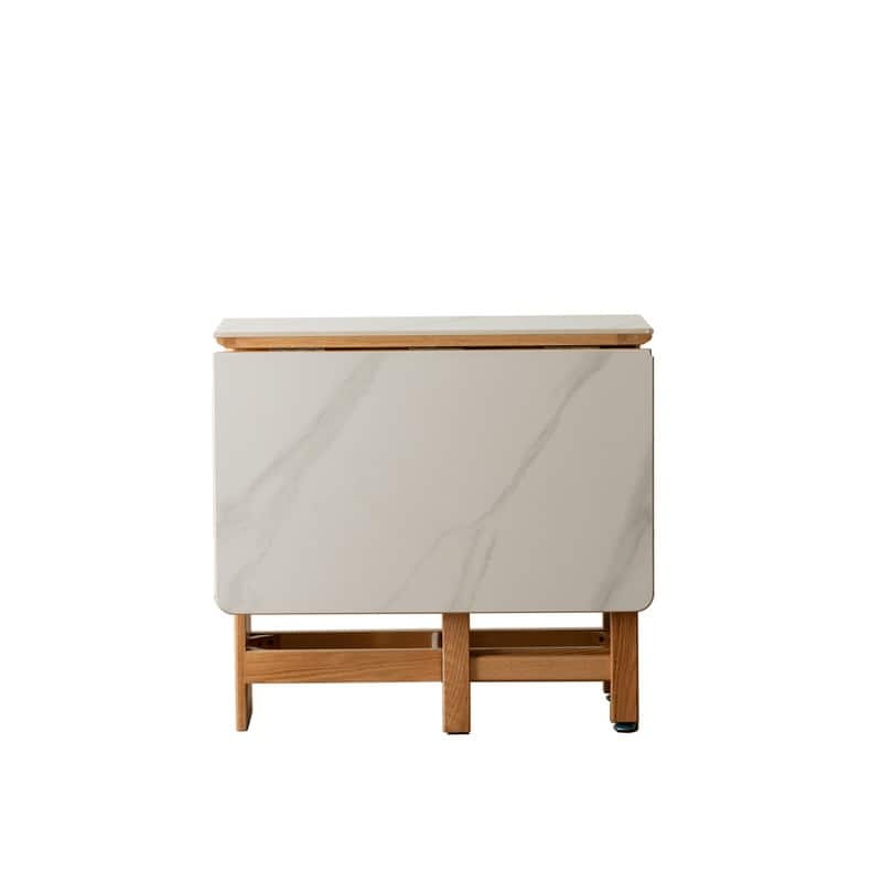 Extendable Solid Oak Dining Table with Rock Slab Top, Seats 4-6