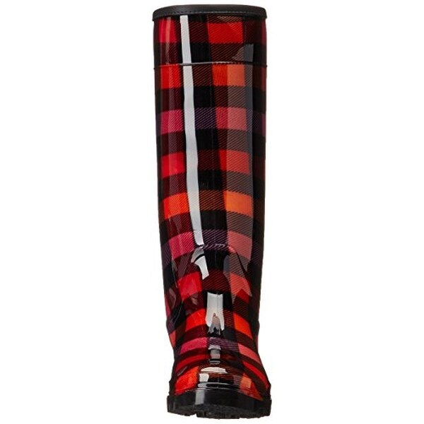 red plaid knee high boots