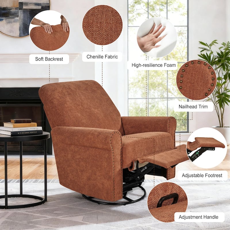 Heido 360 Degree Swivel Glider Manual Recliner Leisure Sofa Chair