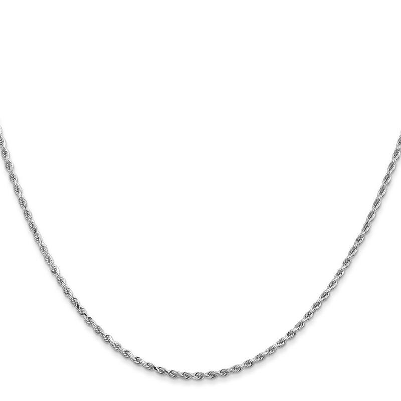 Curata 14k White Gold Solid 1.5mm D/C Rope Chain Necklace Options: 16 18