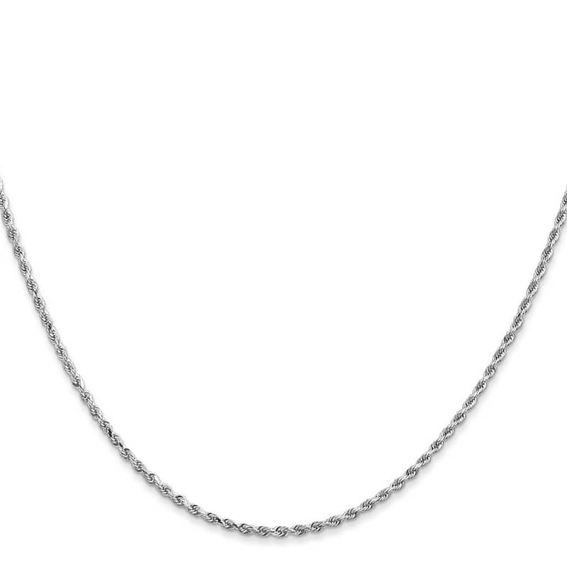 Curata 14k White Gold Solid 7" 1.5mm D Cut Rope Chain Bracelet Lobster Claw