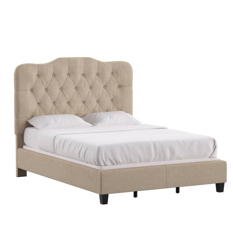 Ginny Adjustable Diamond-tufted Camel Back Bed by iNSPIRE Q Classic - Beige - Full