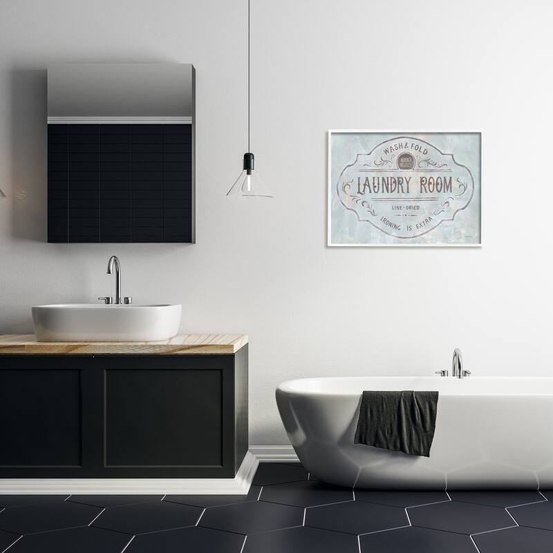 Stupell Wash and Fold Laundry Room Vintage Parisian Sign Framed Wall Art - Brown