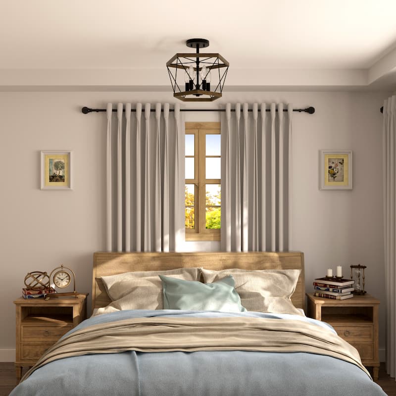 Kiro 5-light Farmhouse Geometric Drum Semi-flush Mount Ceiling Light - 15 inches