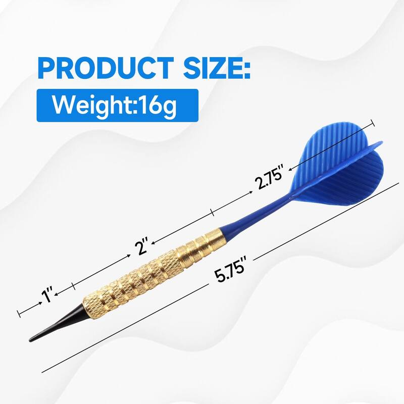 GSE™ 12-Pcs of 16 Grams Soft Tip Darts, Plus 60 Free Dart Tips. Bar Darts for for Electronic Dartboard - Gold